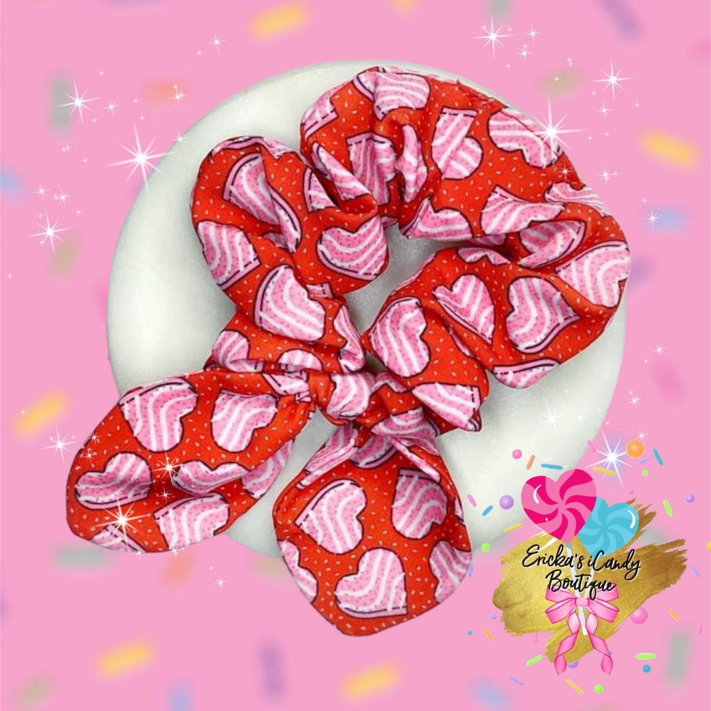 Heart Cakes - Bunny Ear Scrunchie