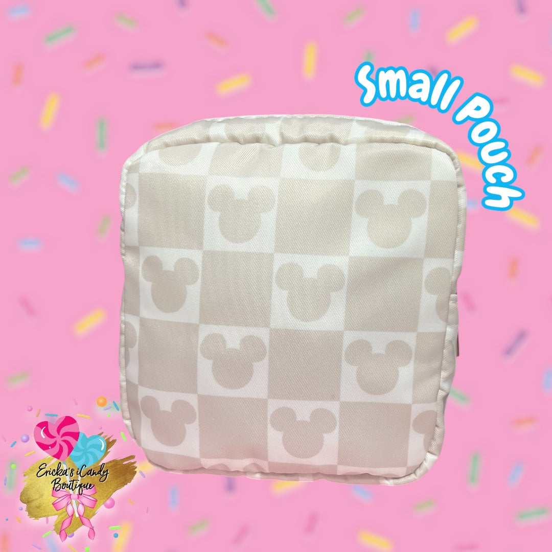 Beige Mouse Checkered- Small Pouch