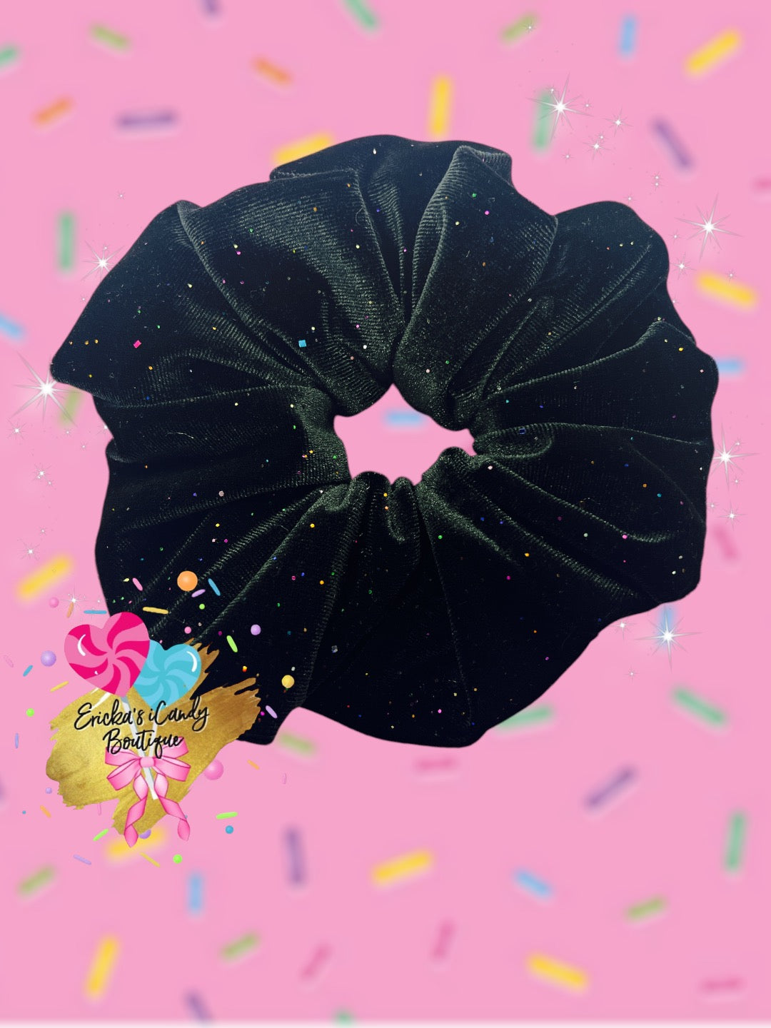 Black Confetti Scrunchie - Velvet