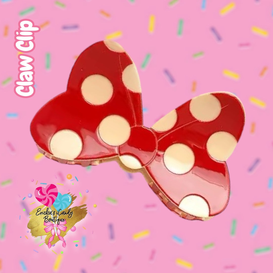 Polka Dot Bow - 4in Acrylic Claw Clip
