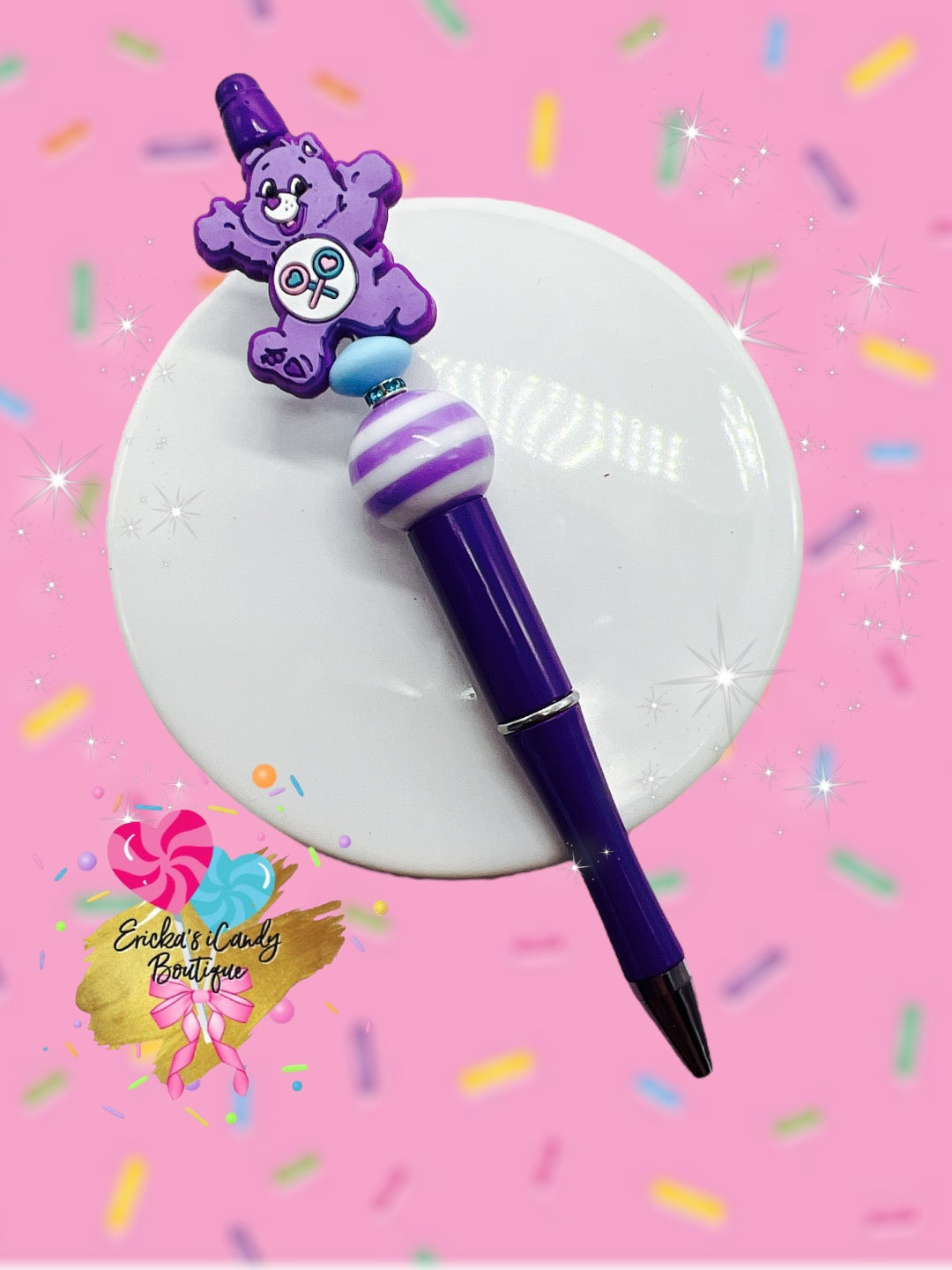 Purple Bear - Beaded Pen