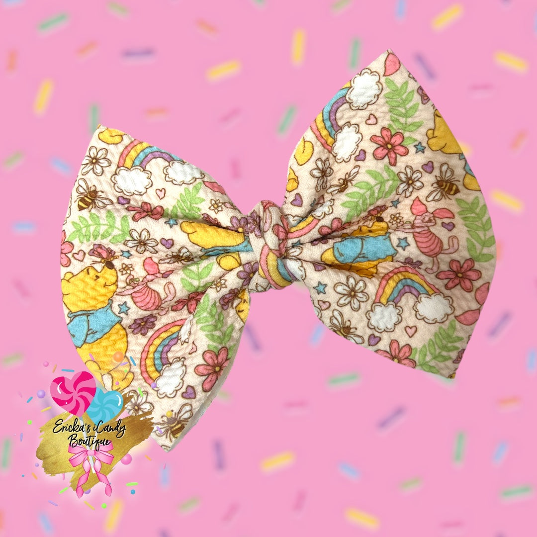 Rainbow Pooh - 5in Bullet Fabric Bow