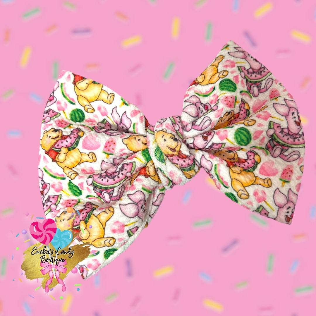 Watermelon Pooh - 5in Bullet Fabric Bow