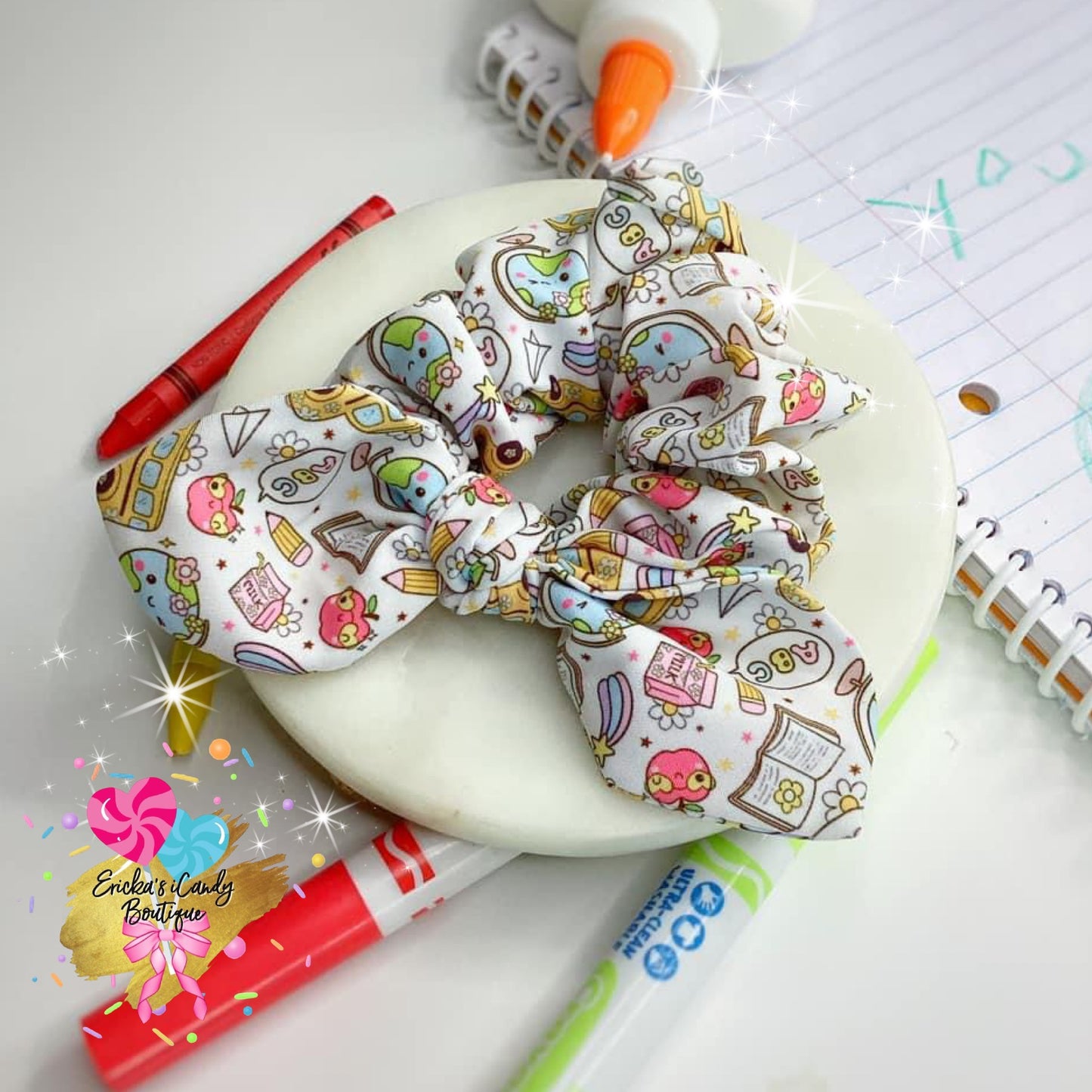 Cute School Bunny Ear Scrunchie