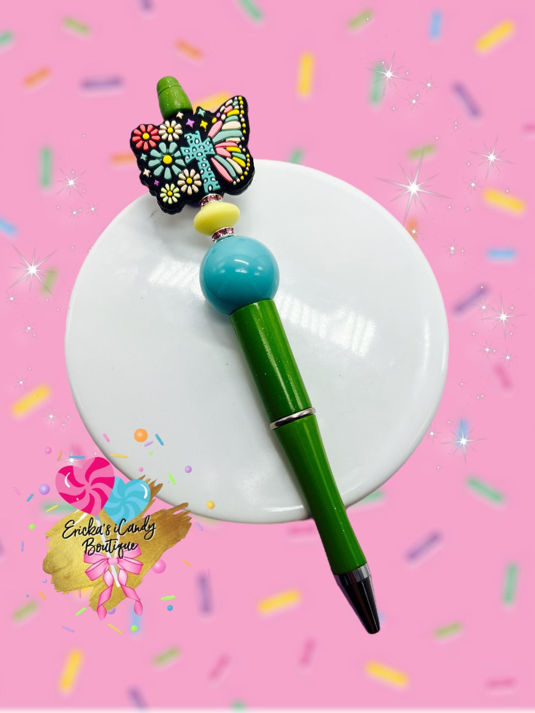 Butterfly cross - Beaded Pen