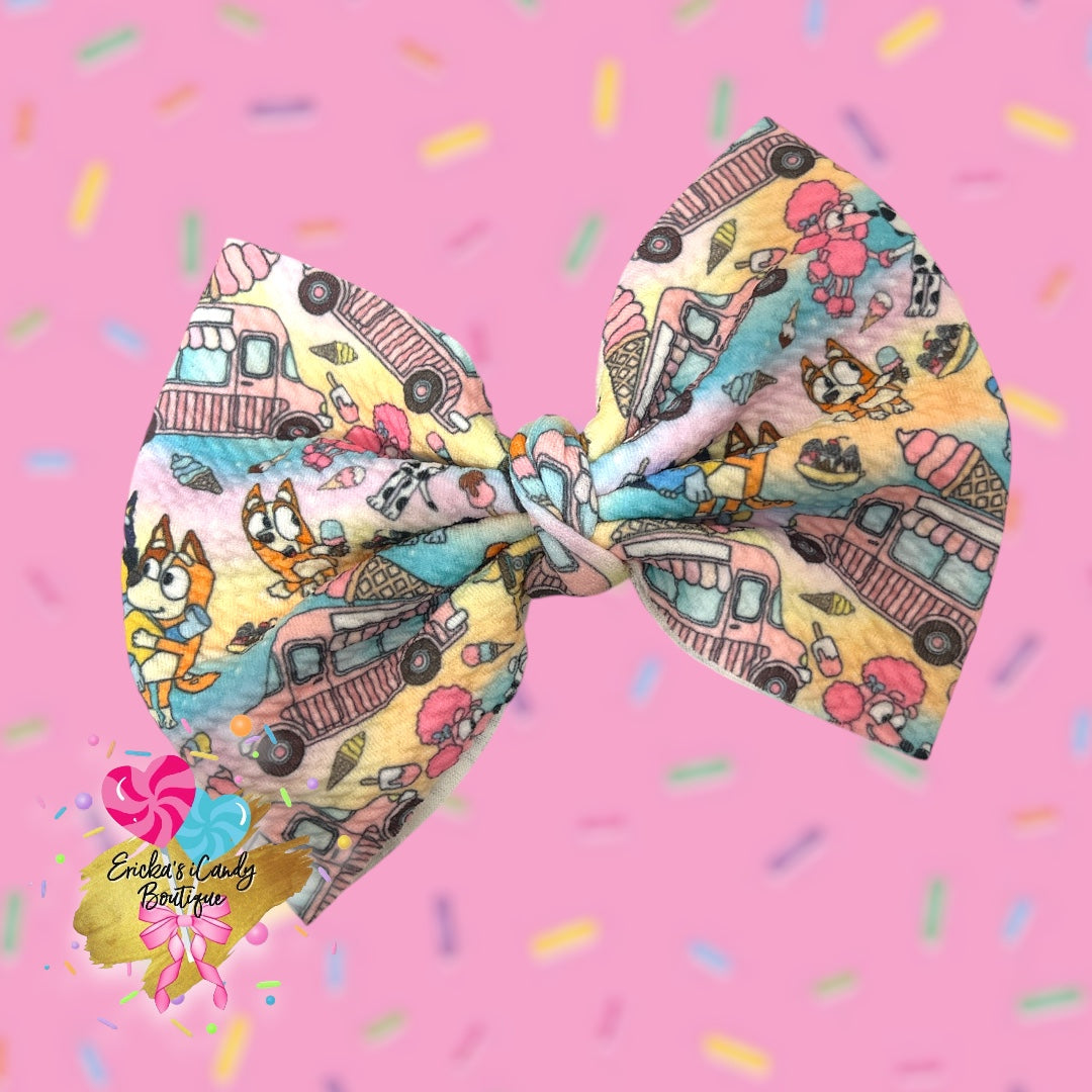 Ice Cream Truck Bluey - 5in Bullet Fabric Bow