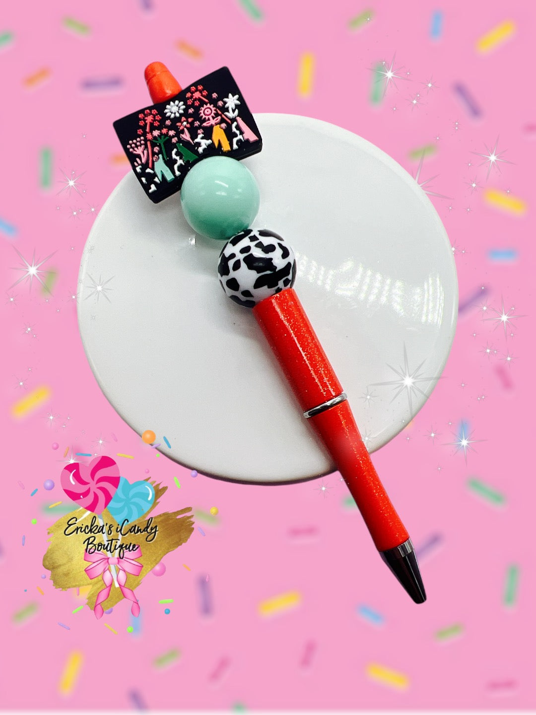 Mama Floral Cow - Beaded Pen