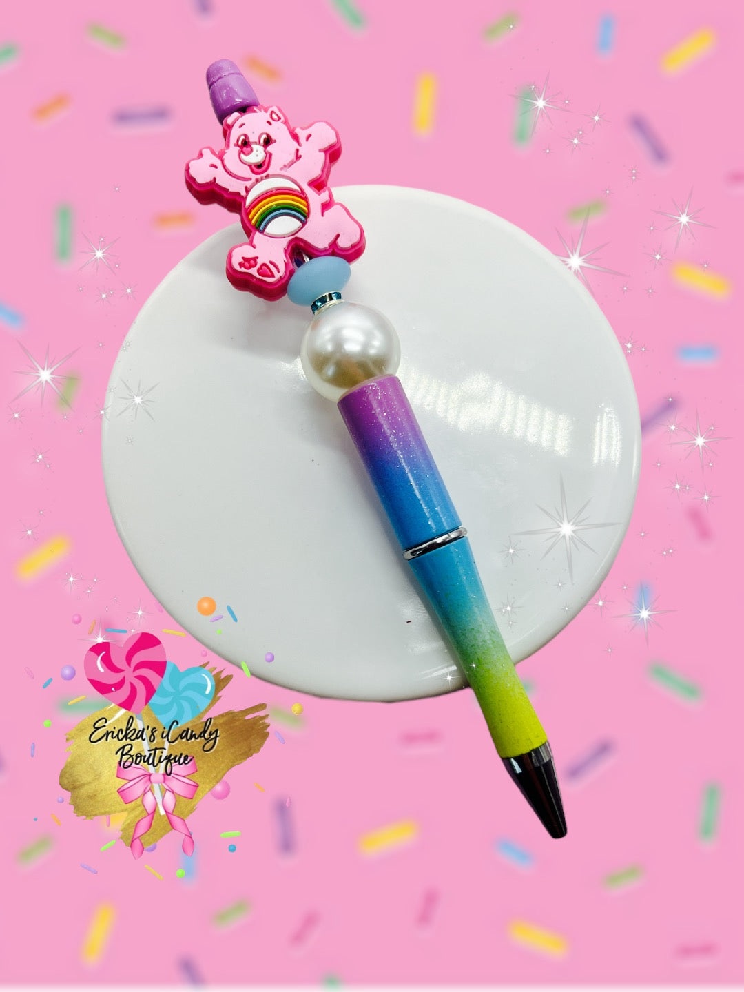 Pink Bear - Beaded Pen