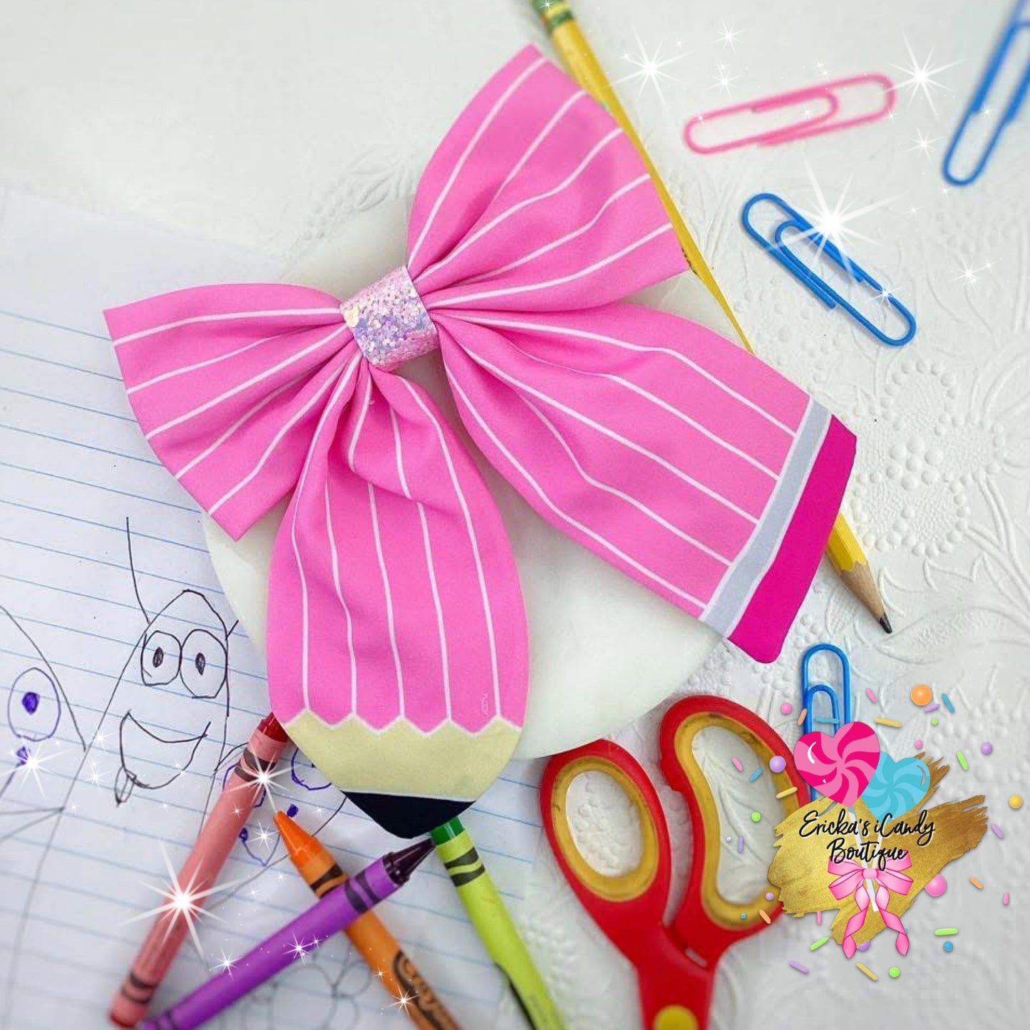 Pink Pencil 4.5in Sailor Bow