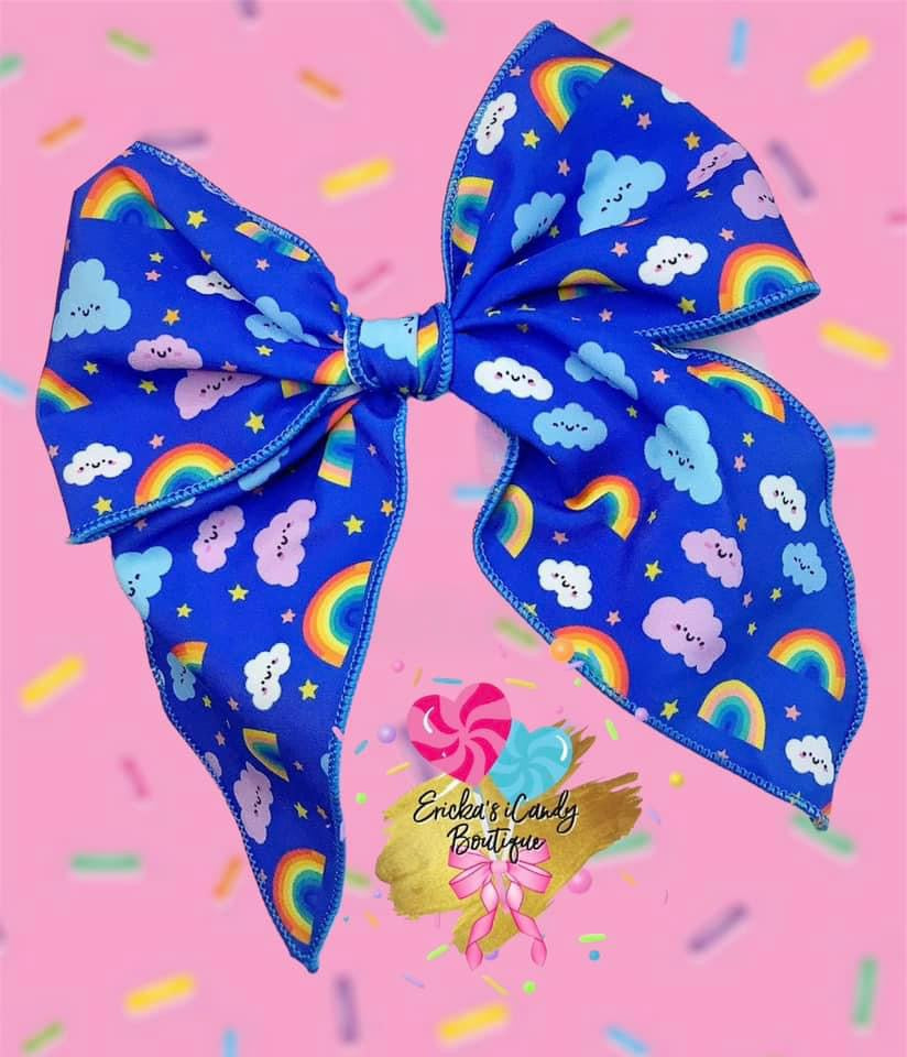 Blue Rainbows Handtied bow