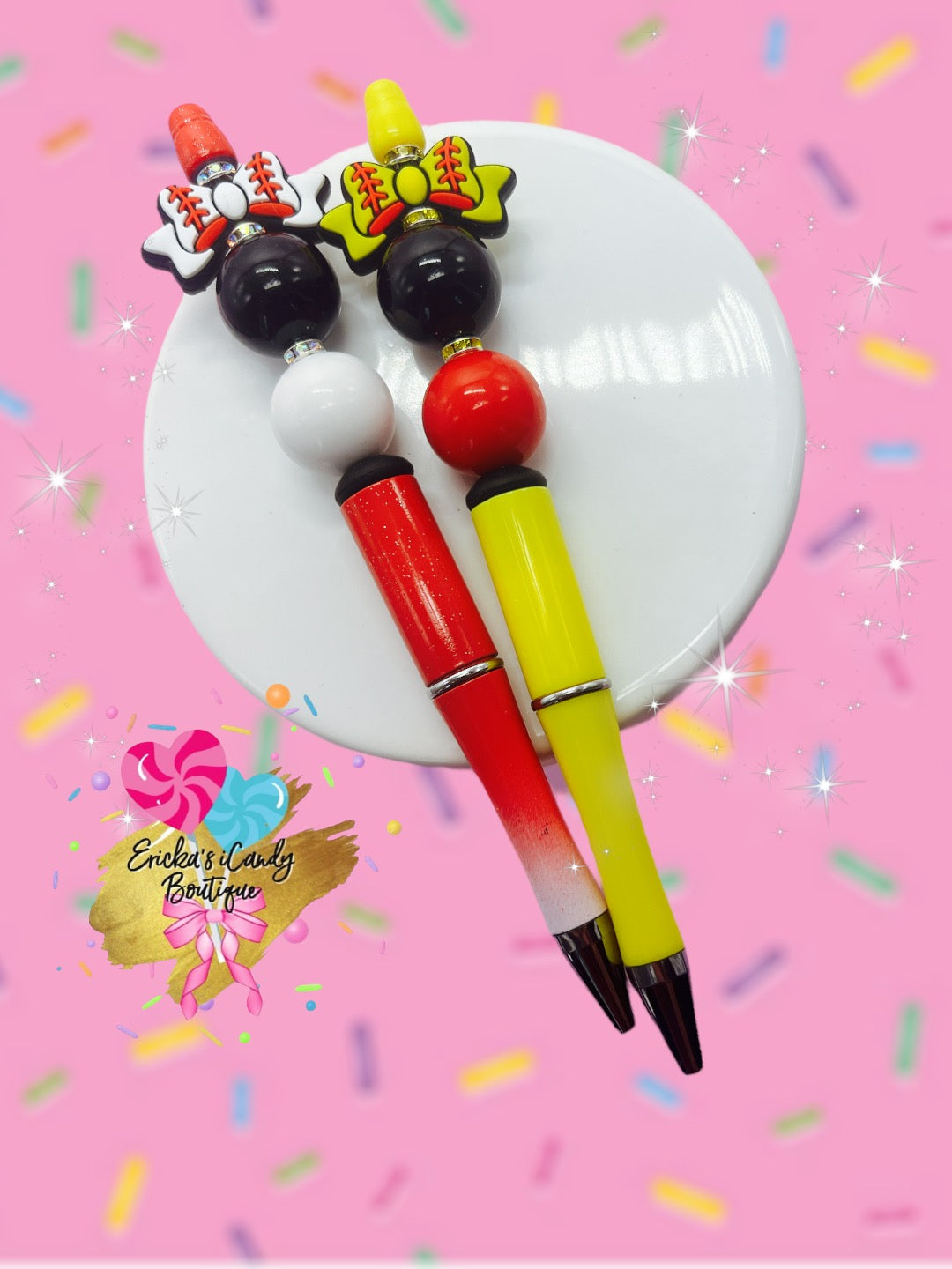 Play Ball Bow - Beaded Pen