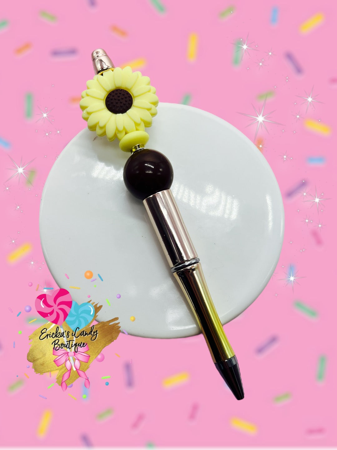 Yellow Daisy - Beaded Pen