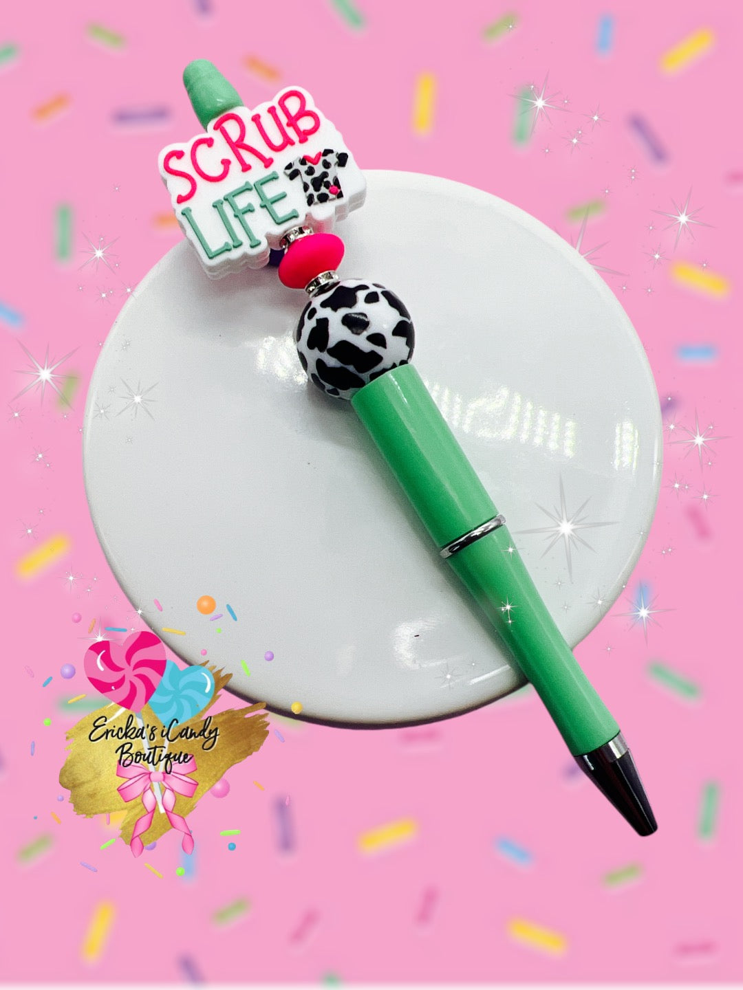 Scrub Life Cow - Beaded Pen