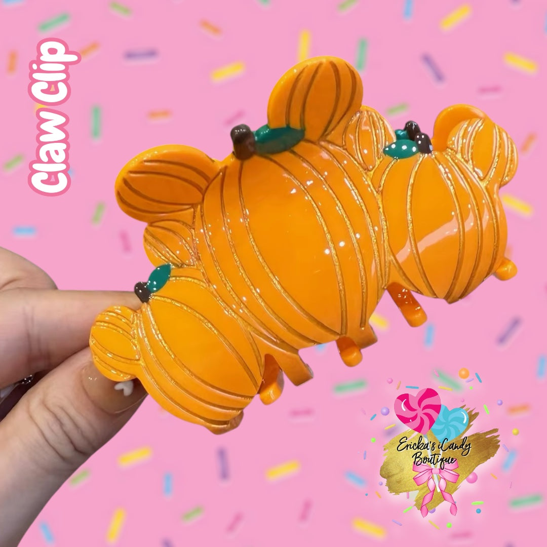 Triple Mouse Pumpkins - 3.5 in Acrylic Claw Clip