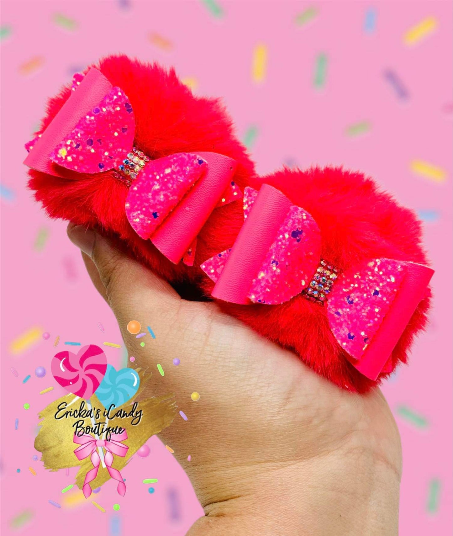 Neon Pink Koala Pom Piggies