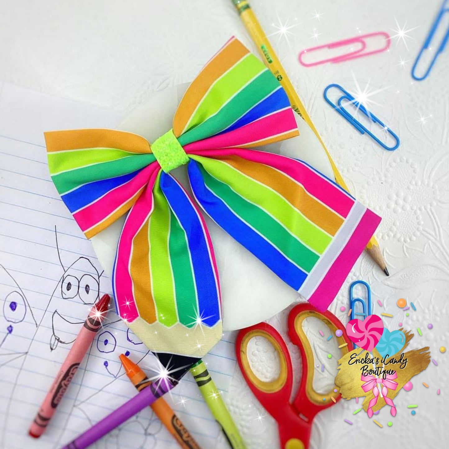 Rainbow Pencil 4.5in Sailor Bow