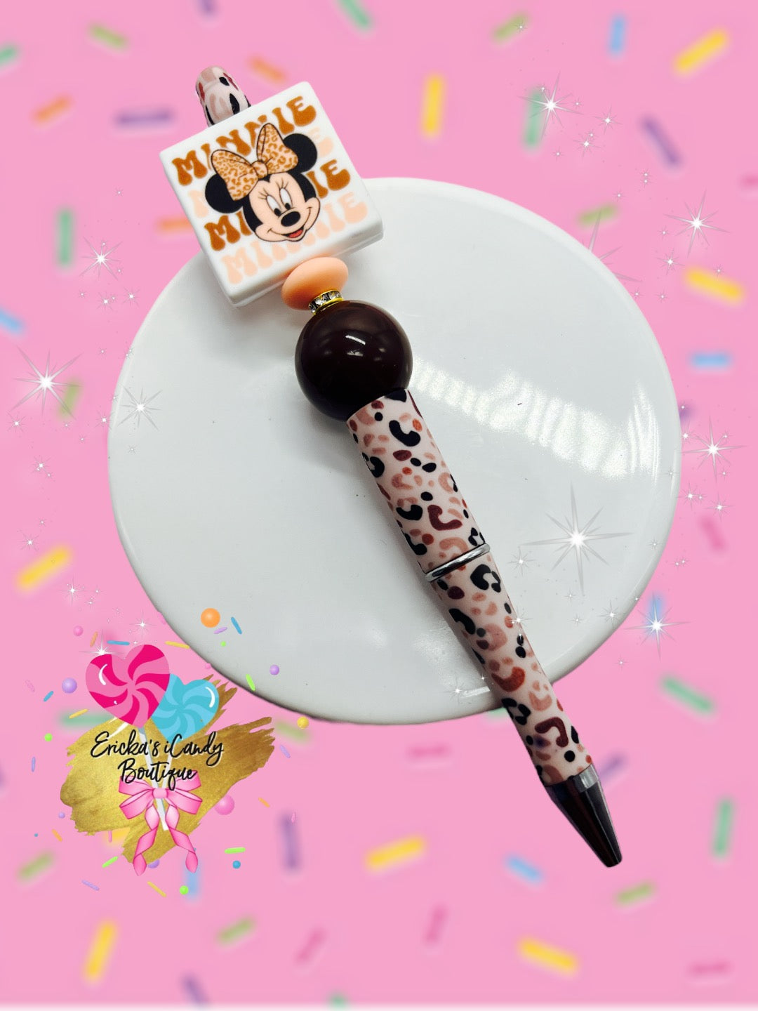 Cheetah Minnie - Beaded Pen