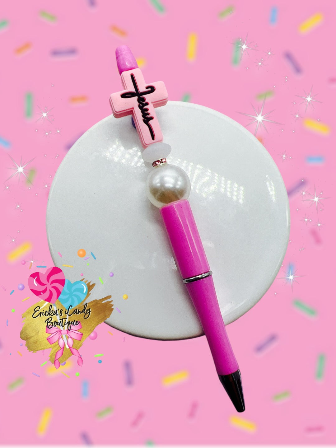 Pink Jesus - Beaded Pen