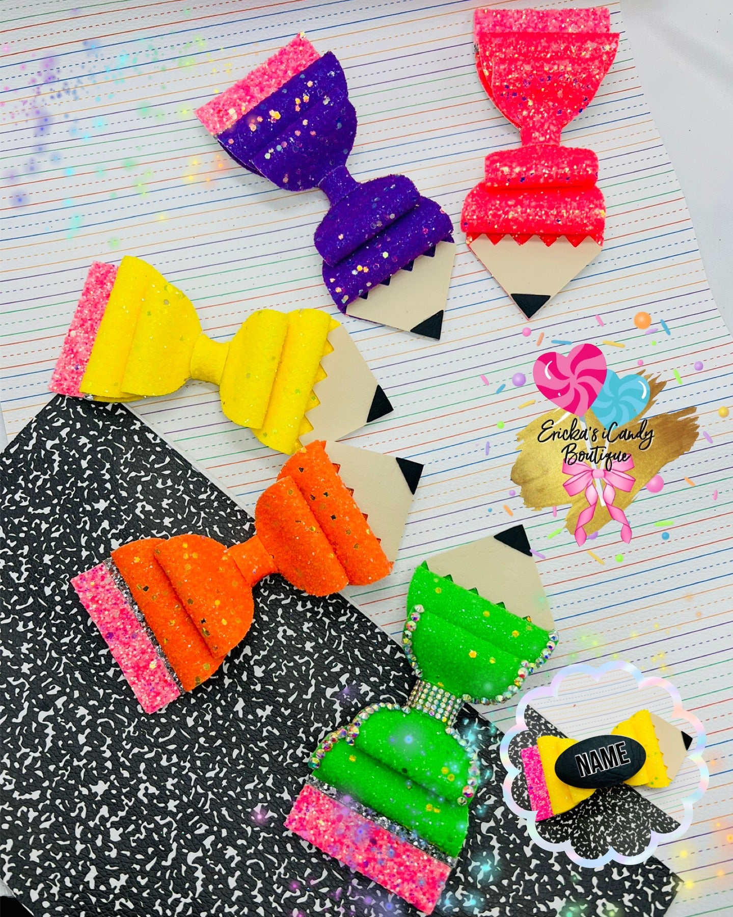 5in Glitter Pencil Bow