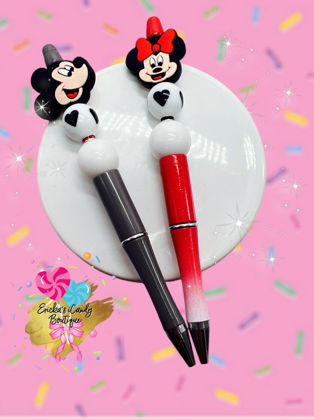 Mouse Heart- Beaded Pen