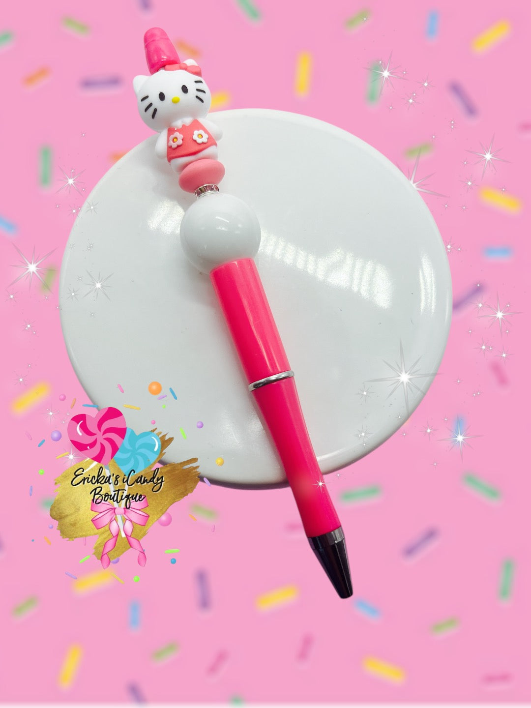 3D Pink Hello Kitty - Beaded Pen