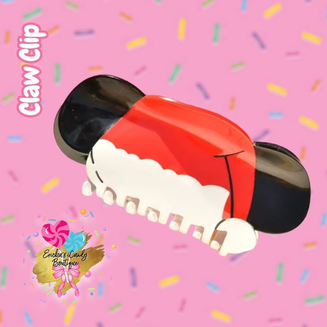 Santa Mouse - 4in Acrylic Claw Clip