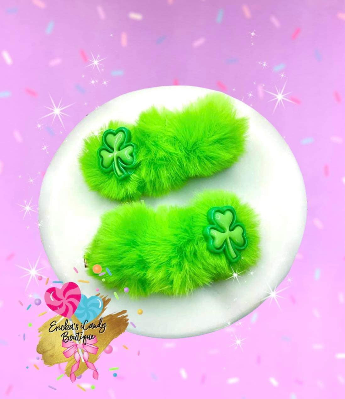 3in Pom Pom Clippie Set - Green Clover