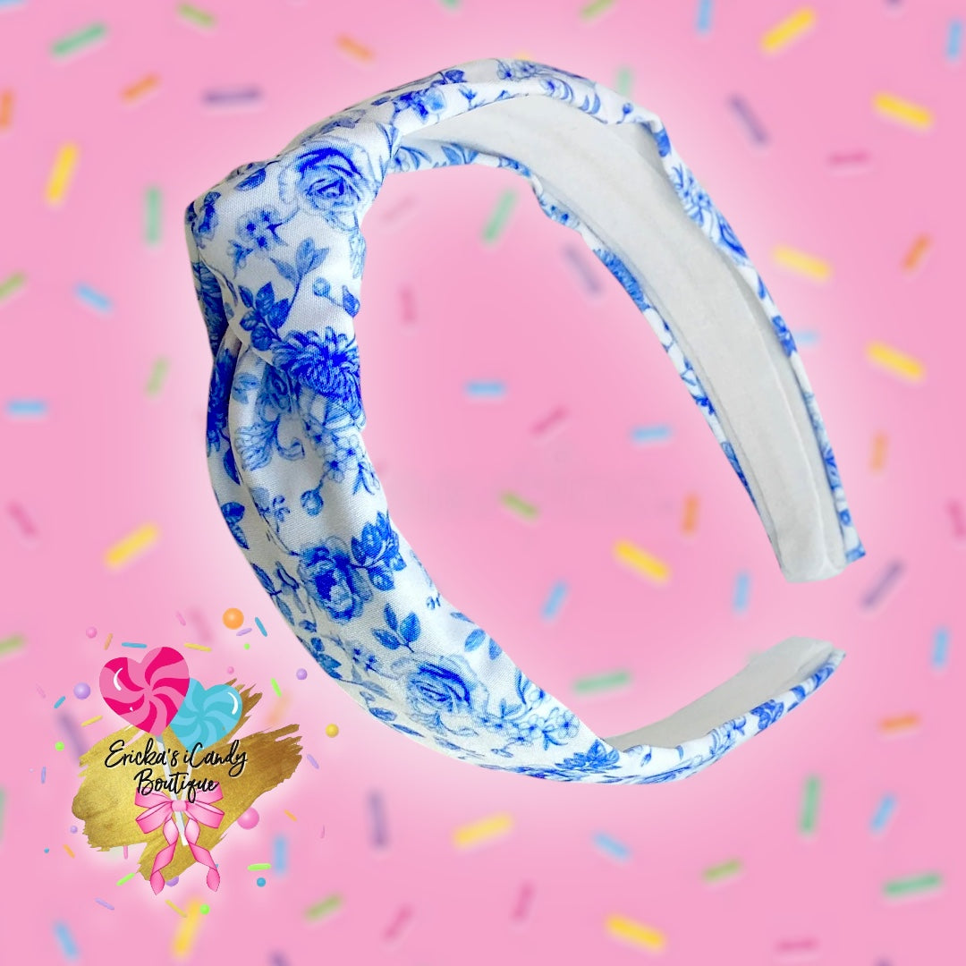 Spring Blue Floral - Knotted Headband