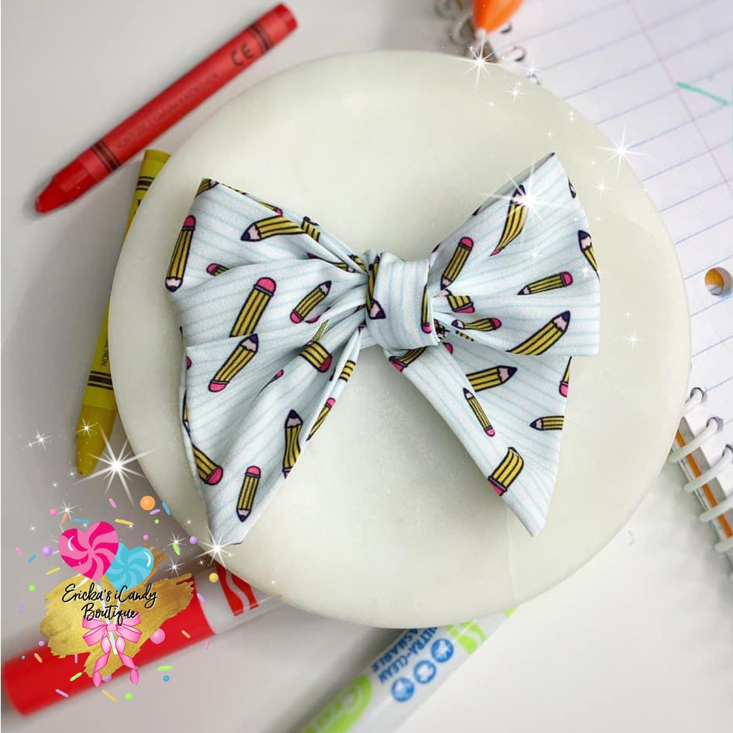 3.5in Pencil & Paper Handtied Bow