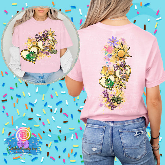 Long Haired Heart Locket -Apparel Front & Back