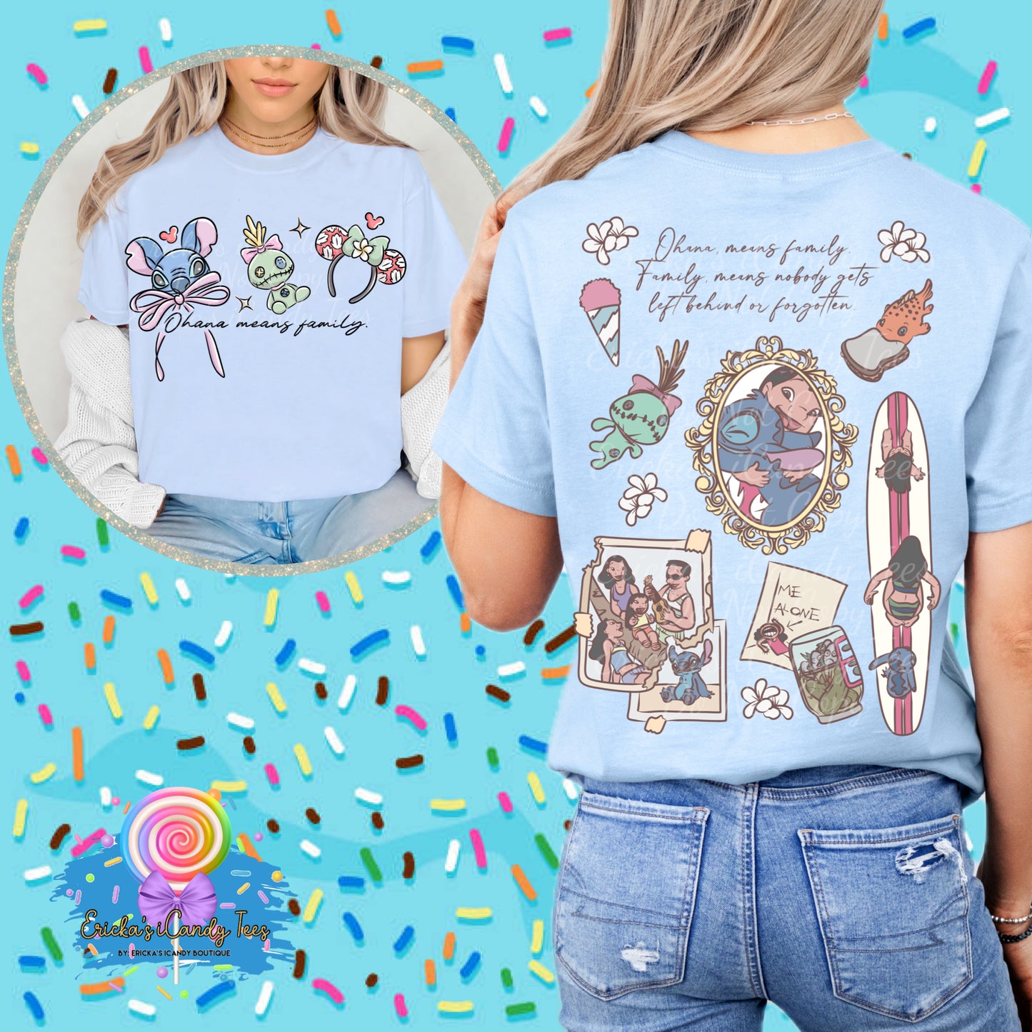 Ohana Hand Drawn - Front & Back Tees & Sweatshirts