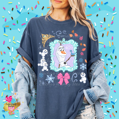 Snowman Sidekick Floral Frame  - Kids & Adult Apparel