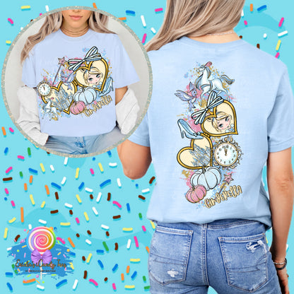 Cinderella Heart Locket -Apparel Front & Back