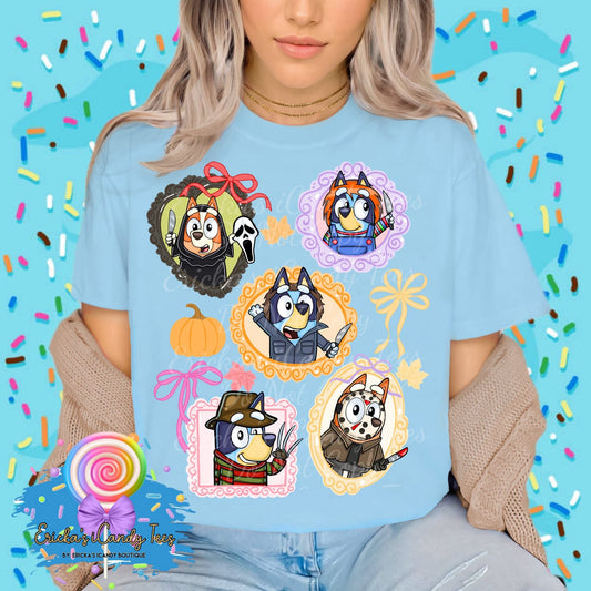 Spooky Blue Dog Coquette Frames - Kids & Adult Apparel