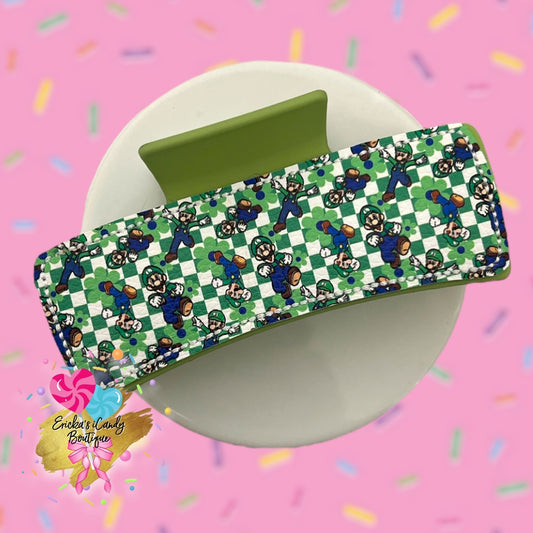 Checkered Super Bros - 4in Embroidered Claw Clip