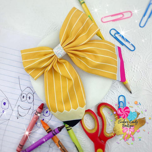 Yellow Pencil 4.5in Sailor Bow
