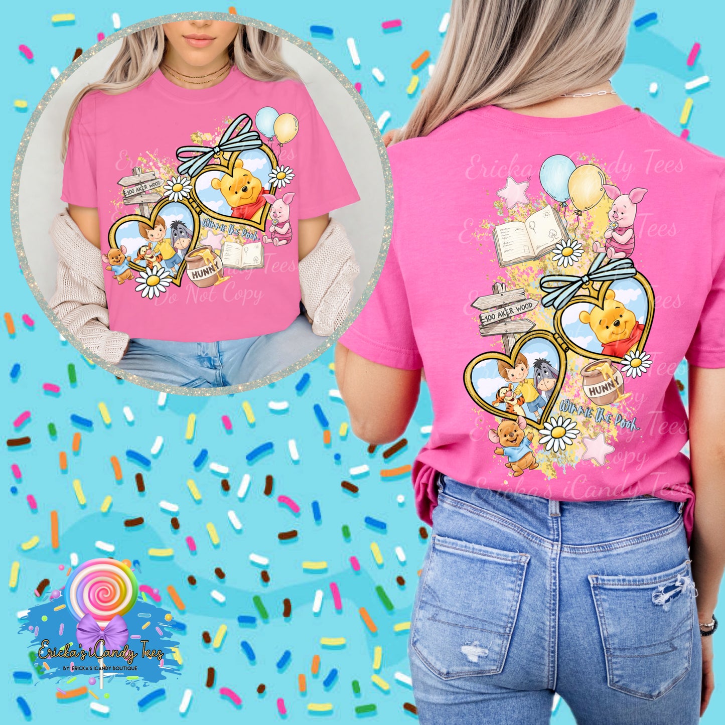 Pooh Heart Locket -Apparel Front & Back