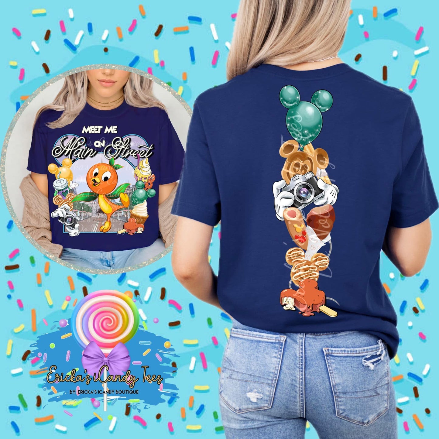 Meet Me On Main Street Orange Birdy - Front & Back Apparel