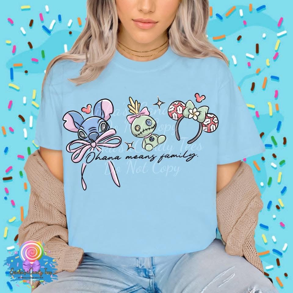 Ohana means family Hat Ear LL HandDrawn- Apparel