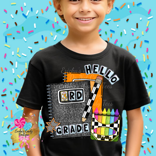 Hello Checkered Grade (PreK - 6th Grade) - Kids & Adult Apparel