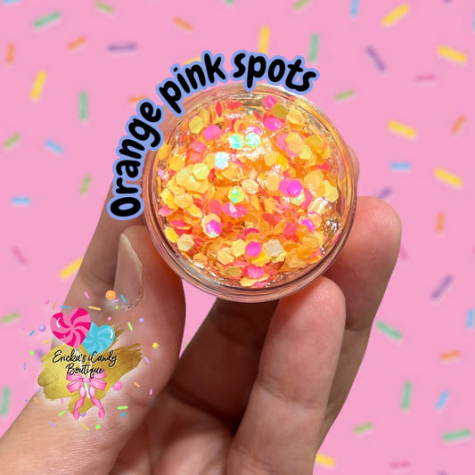 Orange Pink Spots - Glitter Gel