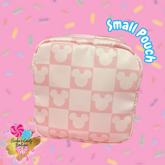 Pink Mouse Checkered- Small Pouch