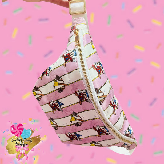Sorceror Mouse Pink Stripes  - Large Fanny Belt Bag