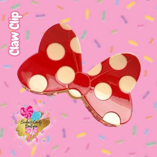 Polka Dot Bow - 4in Acrylic Claw Clip