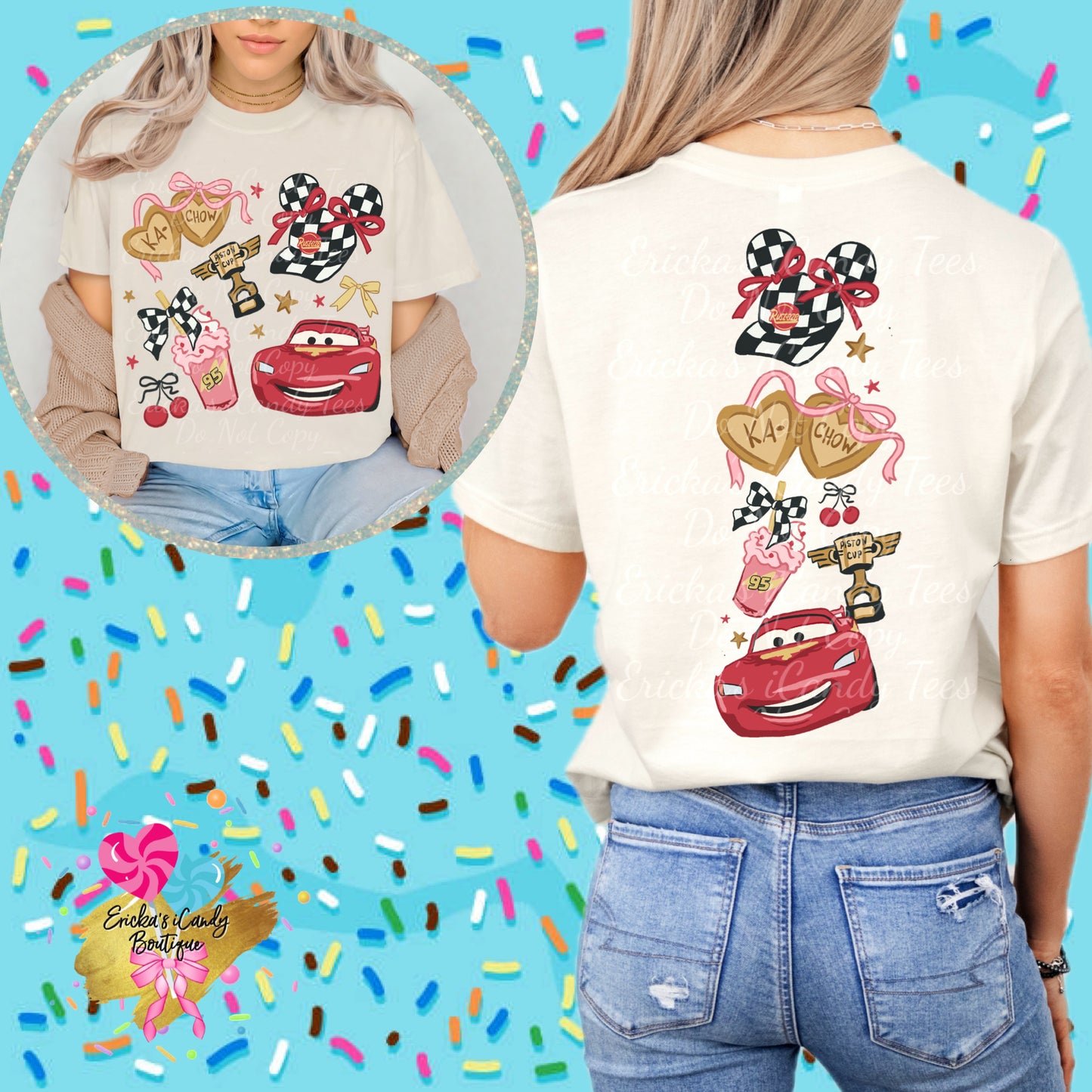 Lightning McQueen Spine- Front & Back Apparel