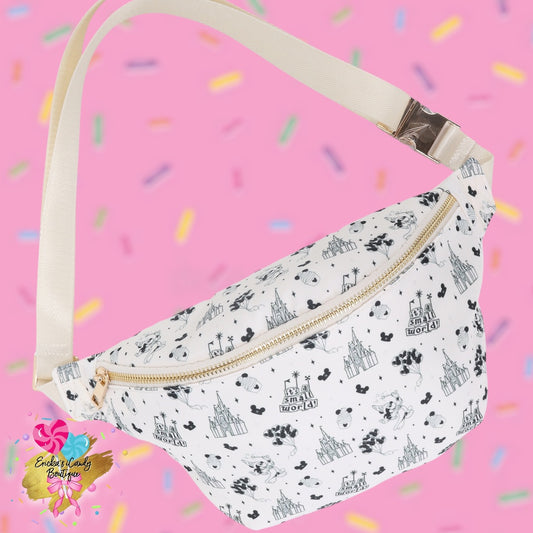 Black / White Park Icons - Large Fanny Belt Bag