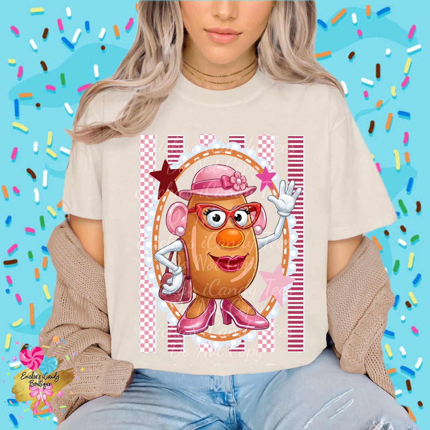 Mr. & Mrs. Potatoe Striped Frame- Kids & Adult Apparel