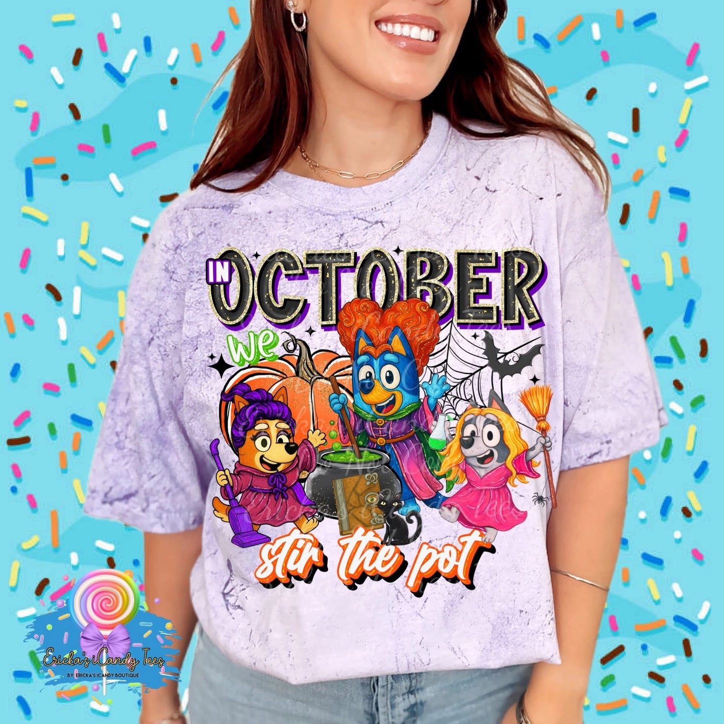 In October We Stir The Pot Blue Dog - Kids & Adult Apparel