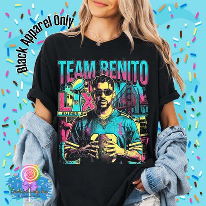 Team Benito Halftone Black Apparel Only - Kids & Adult Apparel