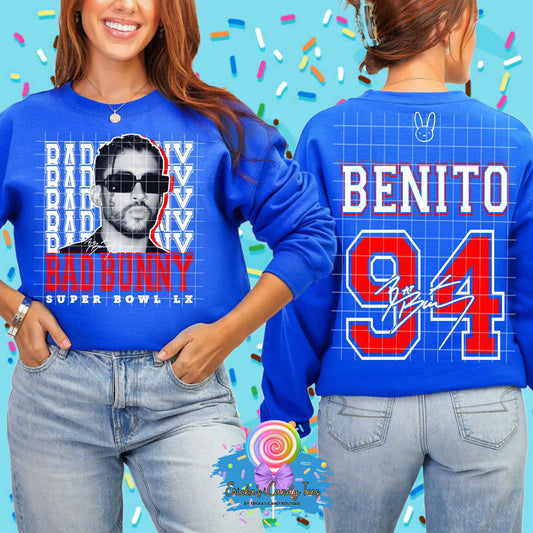 Benito 94 White Font - Front & Back Apparel